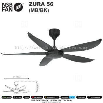 NSB FAN ZURA 56" MB/BK (MATT BLACK)