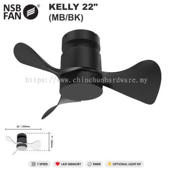 NSB KELLY DC CEILING FAN 22" MB-BK