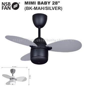 NSB MIMI BABY CEILING FAN 28" BK-MAH/SILVER