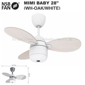 NSB MIMI BABY CEILING FAN 28" WH-OAK/WHITE
