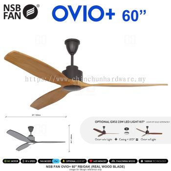NSB FAN OVIO+ 60" RB/OAK (REAL WOOD BLADE)