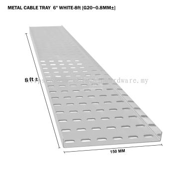 METAL CABLE TRAY 6" WHITE 8ft G20 0.8MM±