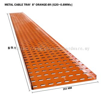METAL CABLE TRAY 8" ORANGE 8ft G20 0.8MM±
