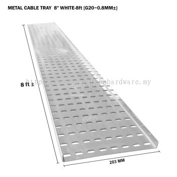 METAL CABLE TRAY 8" WHITE 8ft G20 0.8MM±