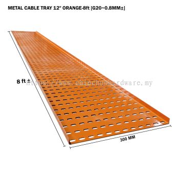 METAL CABLE TRAY 12" ORANGE 8ft G20 0.8MM±