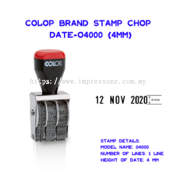 Colop Brand Stamp Chop Date O4000