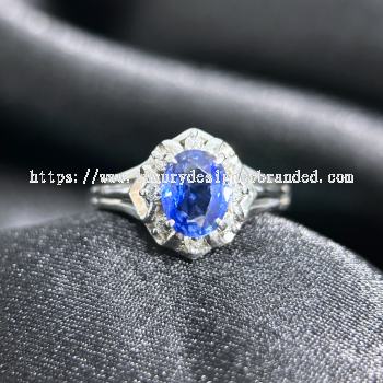 Blue Sapphire Ring with Diamonds