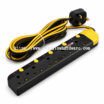 13A Trailing Socket (Black/Yellow)