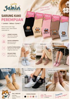 JAMIN STOKIN LADIES CORAK KUCING ANKLE SOCKS PASTEL COLOUR SOCK WOMEN STOKIN DEWASA PARAS BUKU LALI SYNTHETIC