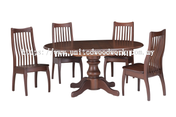 808SE Round Solid Ext. Dining Table & 777W Solid Wooden Seat Dining Chair