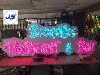 LED NEON Sign - Ice Blue And Pink  ~ Bocadillos Restaurant & Bar