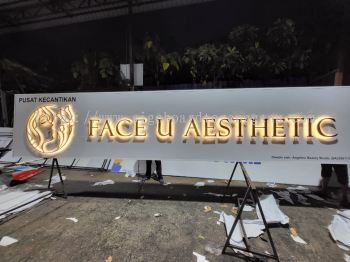 Face U Aesthetic - Klang - 3D LED Stainlees Steel Gold Mirror Backlit Signboards