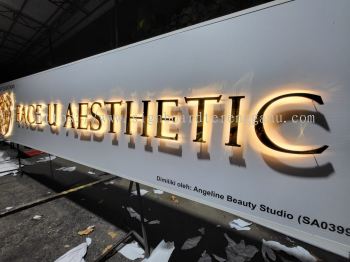 Face U Aesthetic - Klang - 3D LED Stainlees Steel Gold Mirror Backlit Signboards