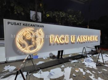 Face U Aesthetic - Klang - 3D LED Stainlees Steel Gold Mirror Backlit Signboards