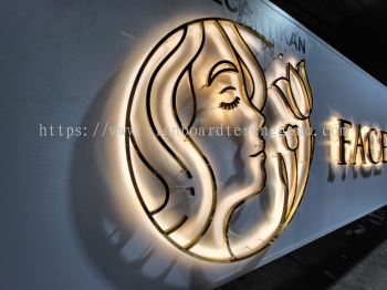 Face U Aesthetic - Klang - 3D LED Stainlees Steel Gold Mirror Backlit Signboards