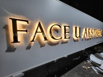 Face U Aesthetic  - Klang - 3D LED Stainless steel Gold Mirror Sigange 