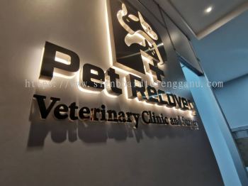 PET RECOVERY INDOOR 3D LED BACKLIT BOX UP STAINLESS STEEL GOLD LETTERING SIGNAGE SIGNBOARD AT MARANG KUALA TERENGGANU MALAYSIA