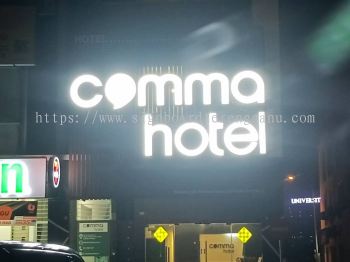 COMMA HOTEL ALUMINIUM GIANT BIG 3D LED FRONTLIT LETTERING AT KIJAL KEMAMAN TERENGGNAU MALAYSIA