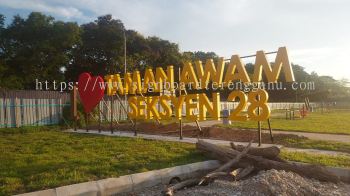 I LOVE TAMAN AWAM ALUMINIUM GIANT BIG 3D BOX UP LETTERING STAND SIGNAGE AT KARAK PAHANG MALAYSIA