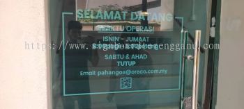 PAHANG ORANG ASLI CORPORATION GLASS DOOR STICKER AT PANCHING, SUNGAI LEMBING, GAMBANG, BESERAH, GEBENG, PENOR KUANTAN PAHANG MALAYSIA