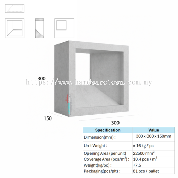 VENTILATION BLOCK - VB 608.150 | BLOK PENGUDARAAN KONKRIT | BATU ANGIN HIASAN DINDING
