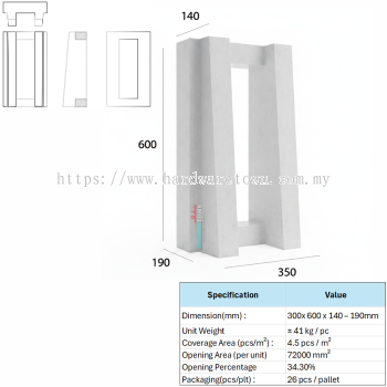 VENTILATION BLOCK - VB 600 | BLOK PENGUDARAAN KONKRIT | BATU ANGIN HIASAN DINDING