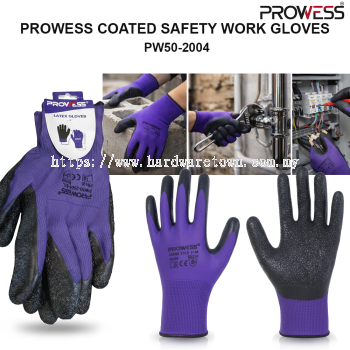 PROWESS COATED SAFETY WORK GLOVES | INDUSTRIAL HAND PROTECTION GLOVES | DURABLE GRIP SAFETY GLOVES ( PW50-2004 )