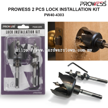 PROWESS SET PEMASANGAN KUNCI PINTU 2 PCS (PW40-4303) | KIT HOLE SAW KUNCI PINTU | ALAT PEMASANGAN KUNCI PINTU PROFESIONAL