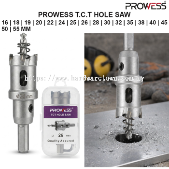PROWESS T.C.T HOLE SAW | TUNGSTEN CARBIDE TIPPED HOLE SAW | PROFESSIONAL METAL CUTTING TOOL 16 | 18 | 19 | 20 | 22 | 24 | 25 | 26 | 28 | 30 | 32 | 35 | 38 | 40 | 45 | 50 | 55 MM ( PW40-4116 | PW40-4118 | PW40-4120 | PW40-4122 | PW40-4124 | PW40-4125 | PW40-4126 | PW40-4128 | PW40-4130 | PW40-4132 | PW40-4135 | PW40-4138 | PW40-4140 | PW40-4145 | PW40-4150 | PW40-4155 )