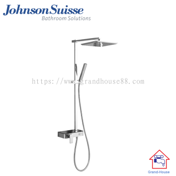 Johnson Suisse Shower Column Single lever wall-mounted shower mixer column set with panel and button diverter