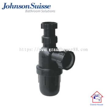 Johnson Suisse PP Anti-Siphon Bottle Trap For Lab Sink, Black- Horizontal Pipe Max 300mm/ Vertical Max 186.5mm