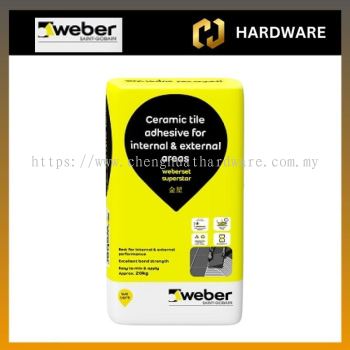 WEBERSET BELCEM SUPERSTAR CERAMIC TILE ADHESIVE INTERNAL & EXTERNAL AREAS CEMENT GUM 20KG