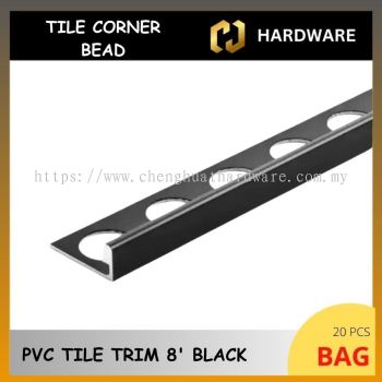 PVC TILE TRIM 8' BLACK [20 PCS/BAG]