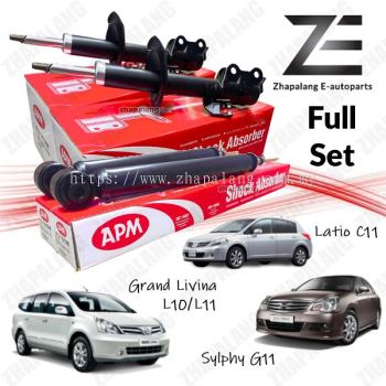 Original APM Gas Absorber Full Set (Front & Rear) for Nissan Grand Livina L10 L11, Sylphy G11, Latio C11