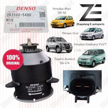 Genuine DENSO Radiator Fan Motor 12V 263500-5480 for Perodua Myvi Viva Kembara Toyota Avanza | Made in Japan