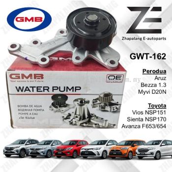 GMB Water Pump GWT-162A For Perodua Aruz Bezza Myvi D20N Toyota Vios NSP151 Sienta NSP170 Avanza F653 F654