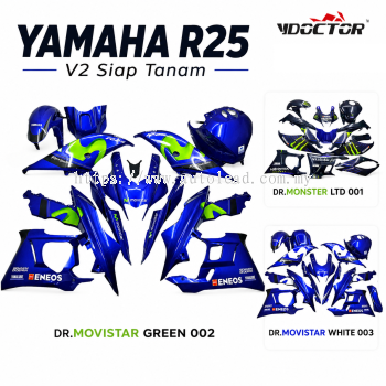 Yamaha R25 V2 Doctor Siap Tanam Cover Set Motor ( 3 Design )
