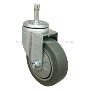 KERISA Light Medium Duty Pin Type Grey Rubber Castor KRS-P36100SBR / KRS-TRG411-06BB