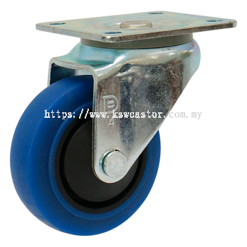 DERSHENG (DS) Medium Duty Top Plate Blue Resolute Rubber Castor DS-1151-04-50-2