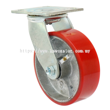 KERISA Heavy Duty Top Plate Red PU (Roller Bearing) Castor KRS-590150