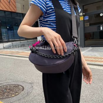 Charcoal HALF MOON CROSS BAG  [ Color strap included  ]