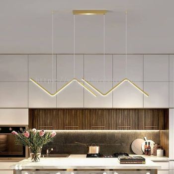 Modern Pendant LED Right Light Hanging Lamp with 3 Color LED Changing - 15958-GD