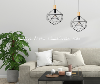 RETRO VINTAGE STYLE PENDANT LIGHT - 12334/1P-BK