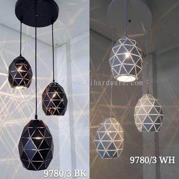 Modern Decor Pendant Hanging Lights - 9780/3P-BK & 9780/3P-WH