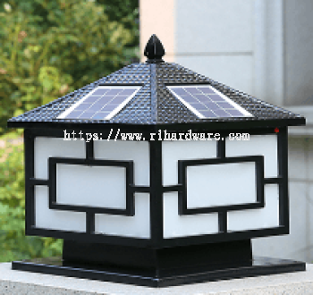 SOLAR LED + ELECTRICITY MODERN PILLAR LIGHT OUTDOOR GATE LAMP WITH REMOTE CONTROL - 7732/250