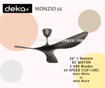 DEKA+ Monzio 56" DC Motor Ceiling Fan 3 Blades 24 Speeds (12F+12R) with remote control