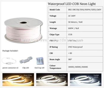 WATERPROOF COB LED NEON STRIP 3000K IP65