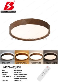 Modern Ceiling Light Wood Frame style with 3 Color Light - 16872