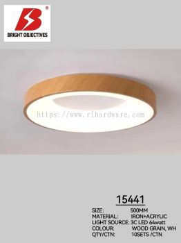 Modern Ceiling Light Wood Frame style with 3 Color Light - 15441