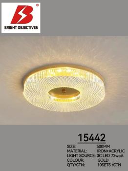 Modern Ceiling Light Wood Frame style with 3 Color Light - 15442